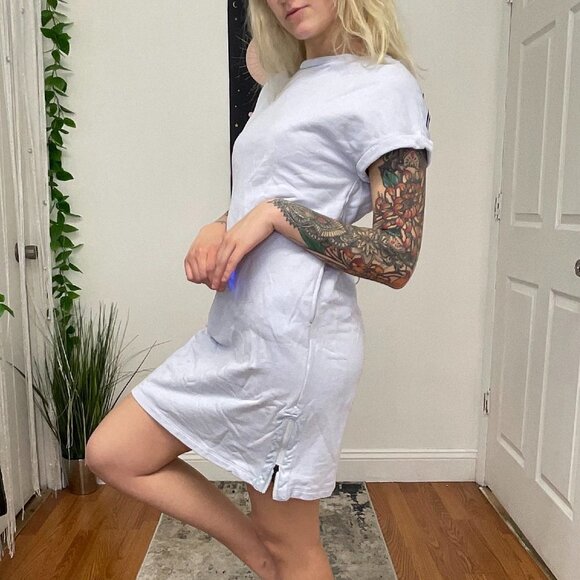 Fire + Ice Pullover Crew Neck Anica Shift Dress Short Sleeve Size S Blue - Picture 6 of 9